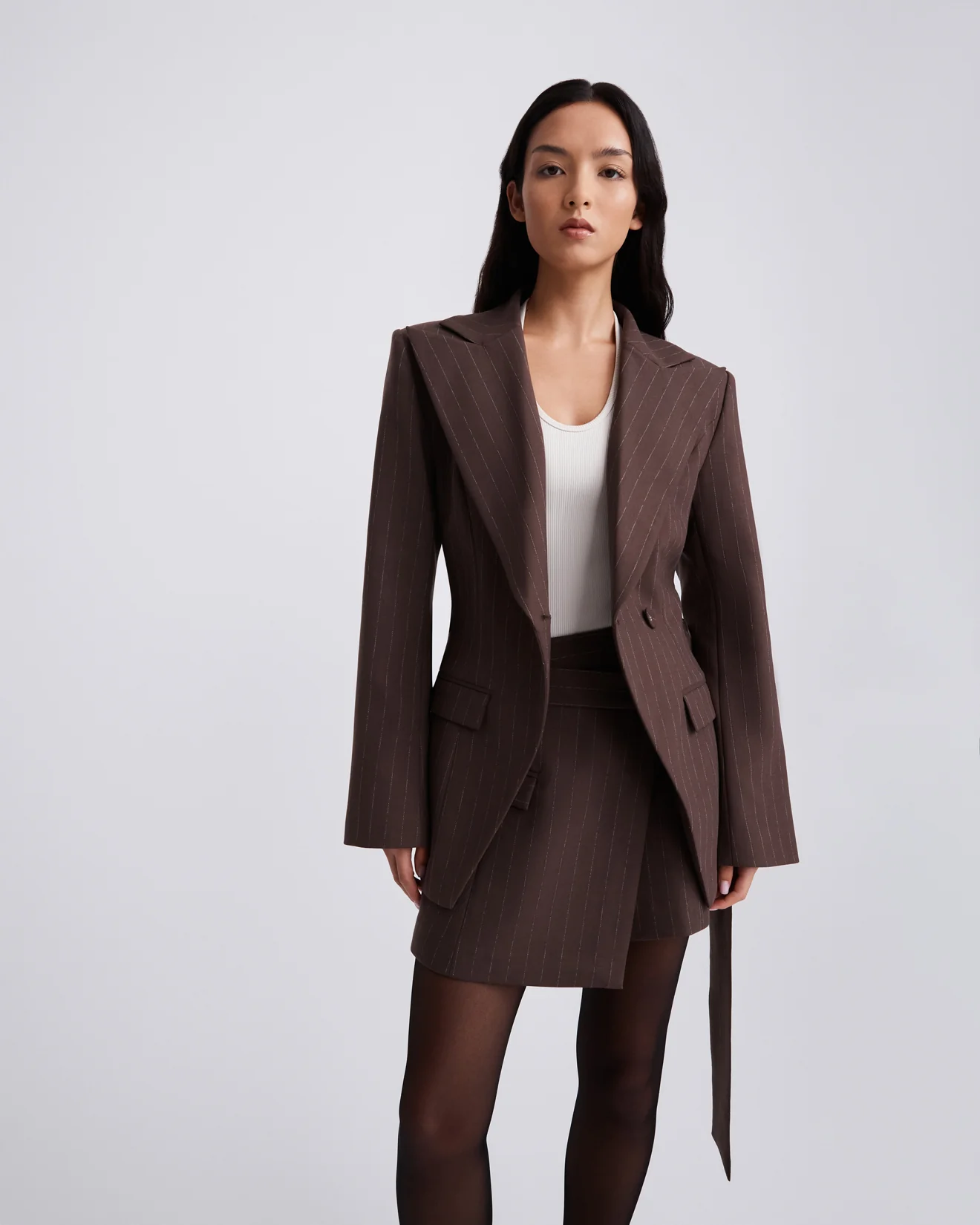 CORA SKIRT (BROWN CHALK STRIPE) - Image 7