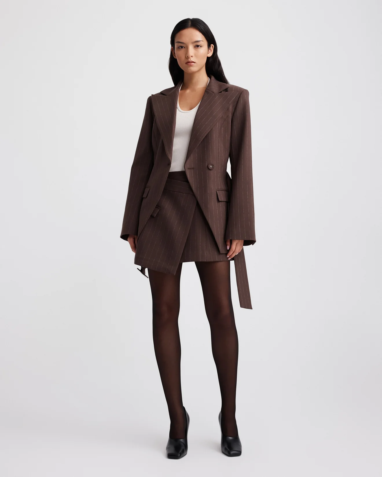 CORA SKIRT (BROWN CHALK STRIPE) - Image 8